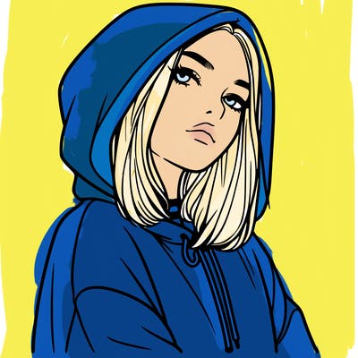 a realistic girl in a hoodie