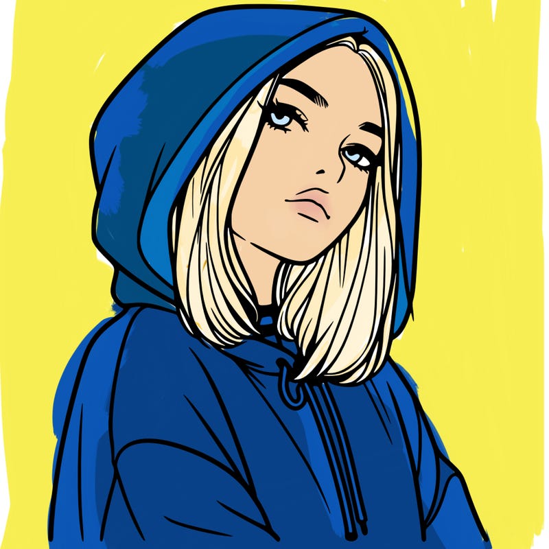 a realistic girl in a hoodie