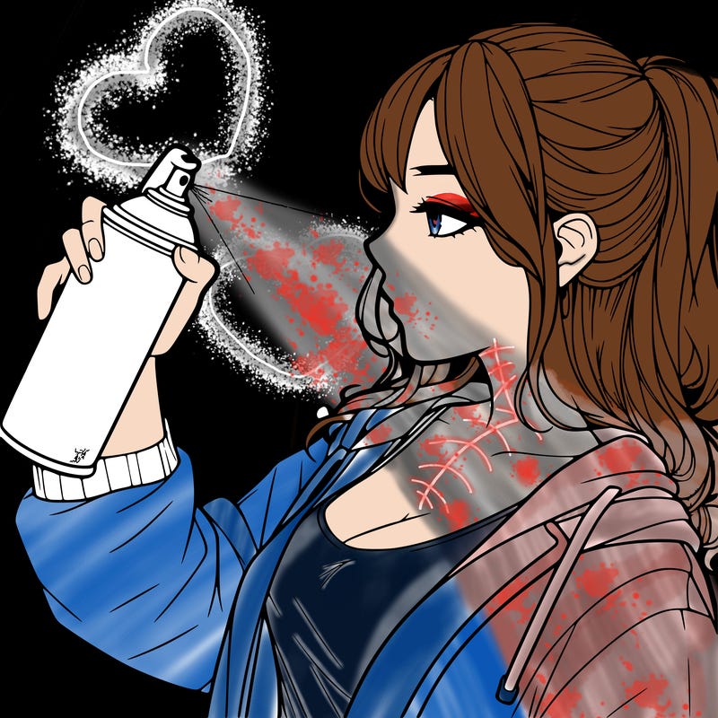 a realistic girl spray, painting