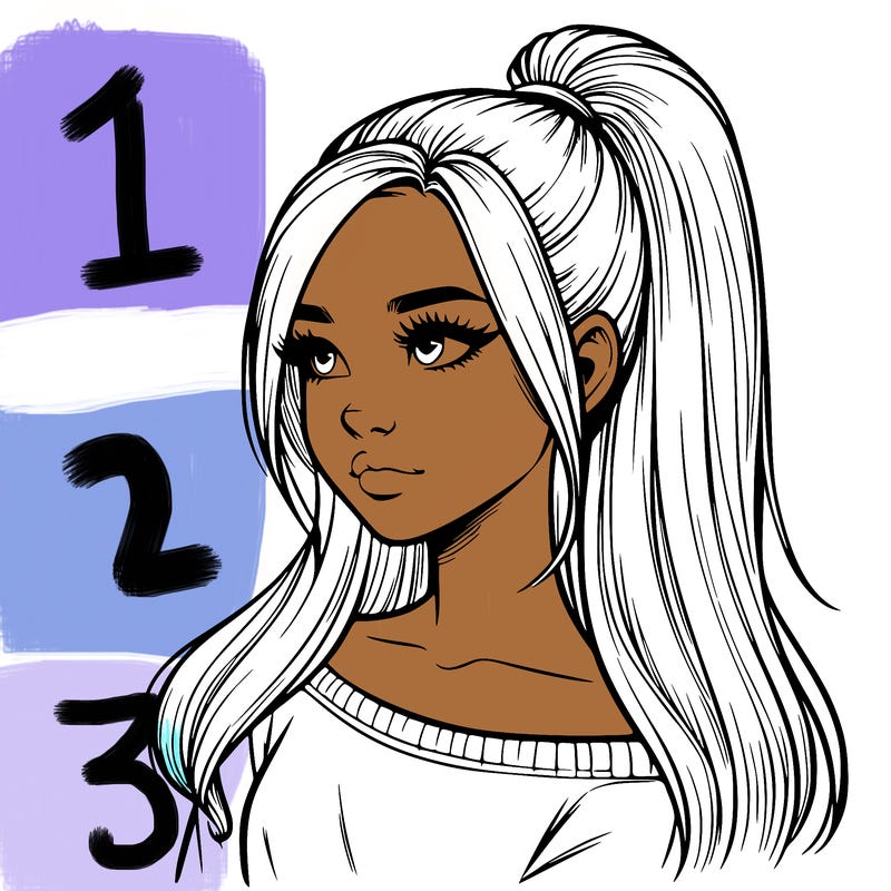 realistic girl with a high ponytail