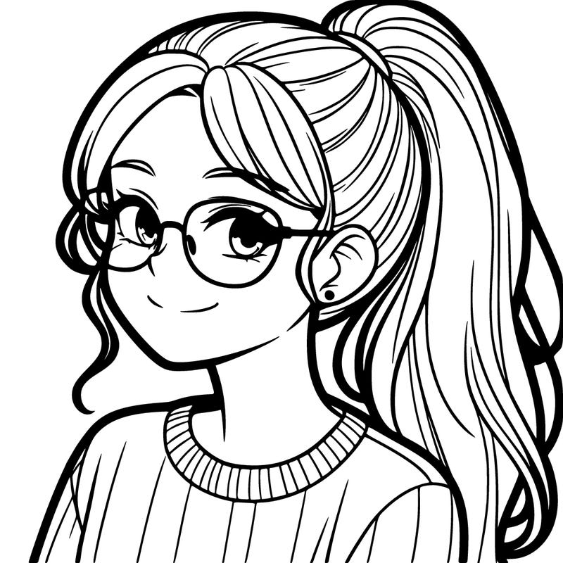 adult with ponytail and glasses