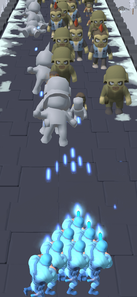 Last Stickman : Zombies War - Blue stickman army shooting at a horde of zombies