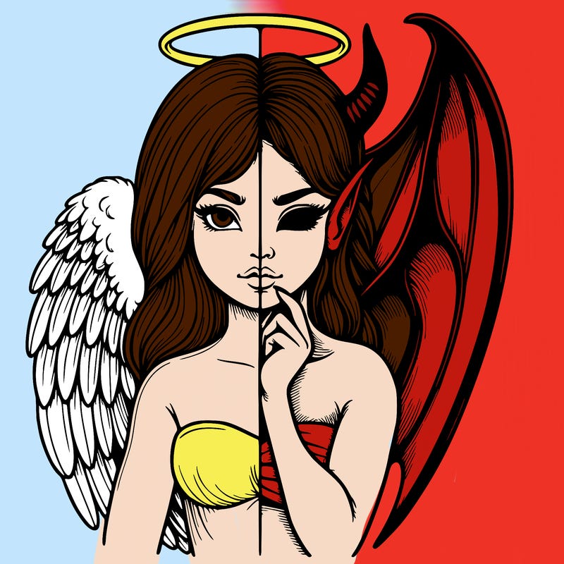 realistic angel half demon
