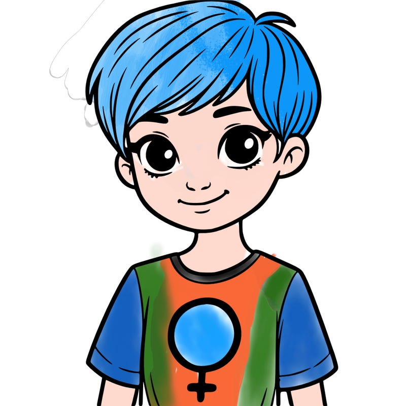 girl with pixie cut and feminist shirt
