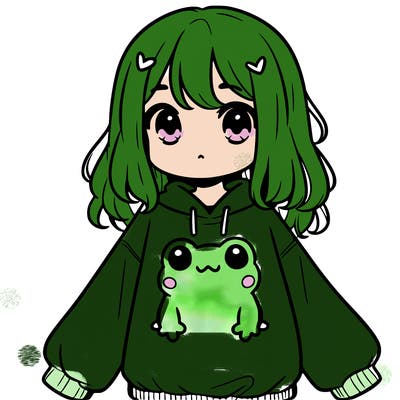 girl wearing frogging sweatshirt