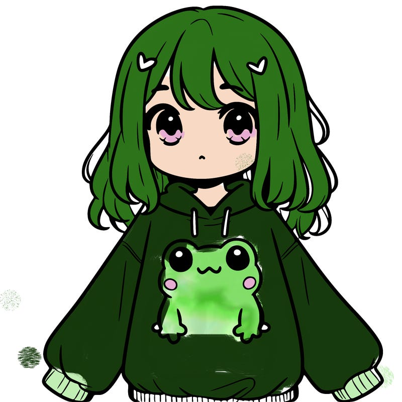 girl wearing frogging sweatshirt