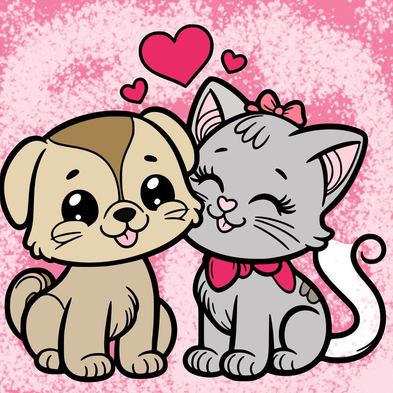 cat with a dog and in love