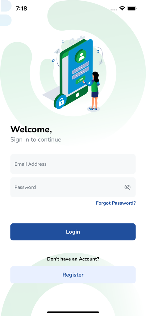 nCard - Anmeldeseite der nCard Digitalkarten-Handy-App