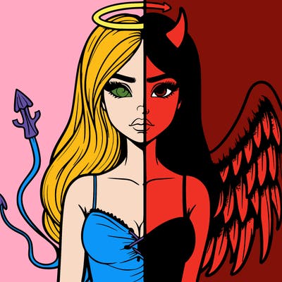 devil vs angel realistic girl
