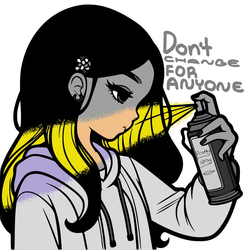 a realistic girl spray painting