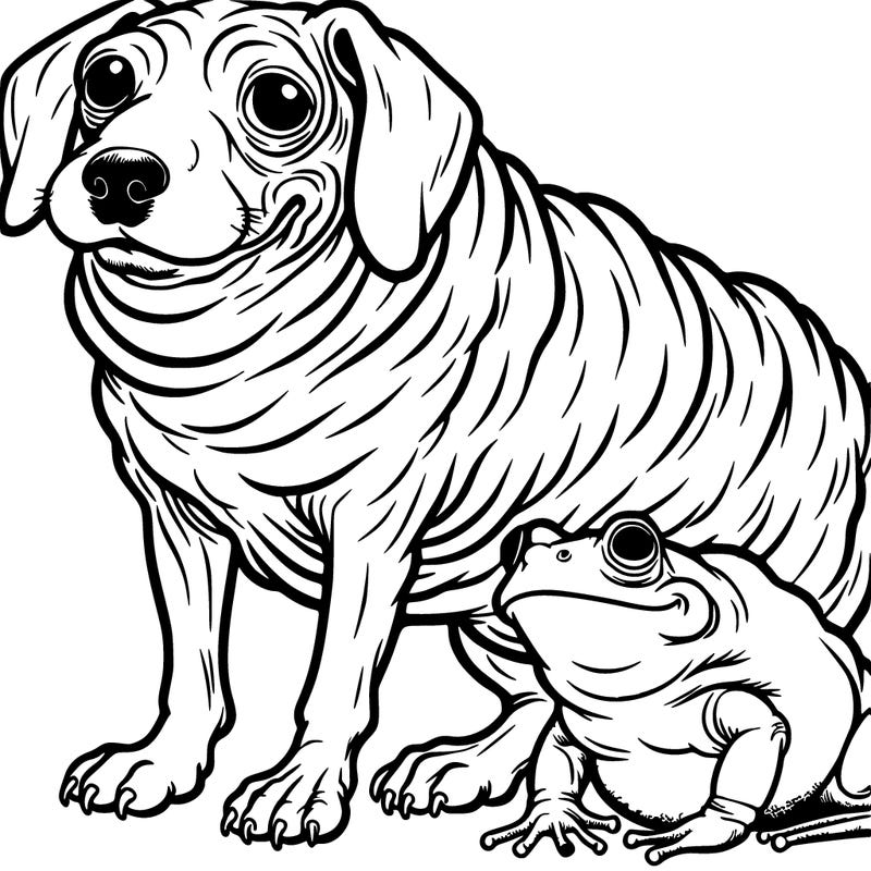 deformed dog with a frog