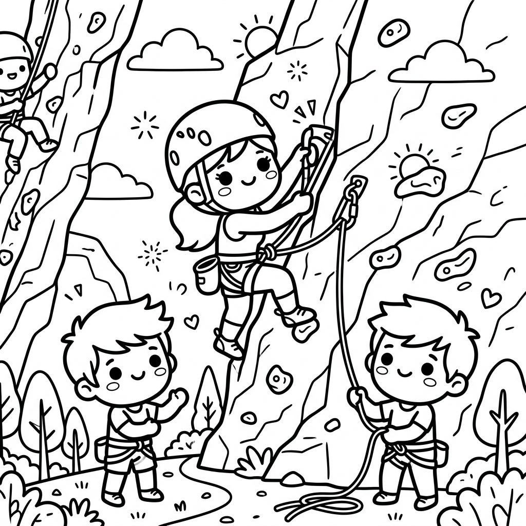 Kawaii Lead Climbers Coloring Page | Free Printable Fun — Color Pop