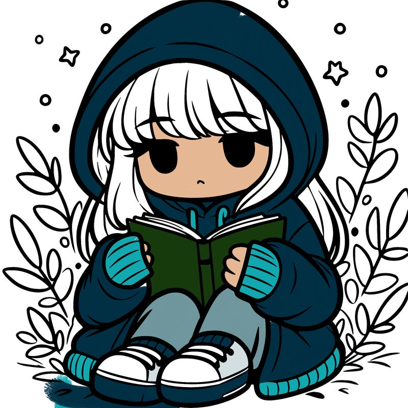 girl in oversized hoodie reading a book