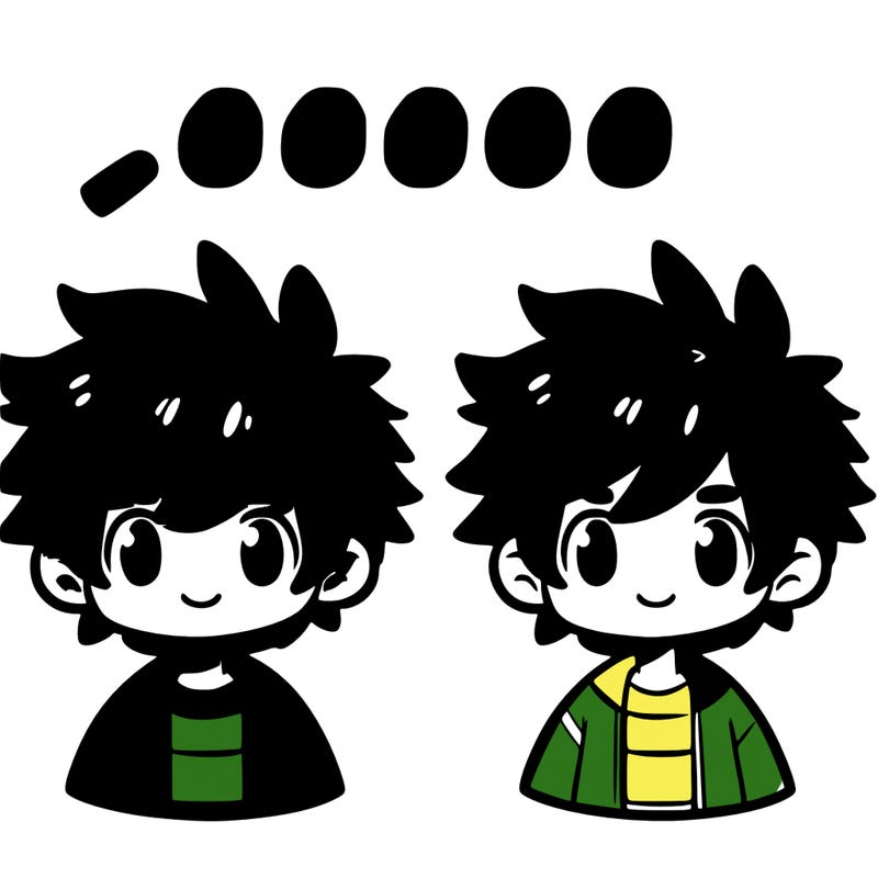 boy with green and black fluffy hair