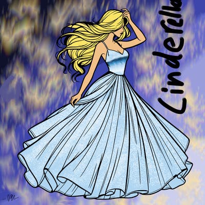 realistic woman with dress flowing in the wind