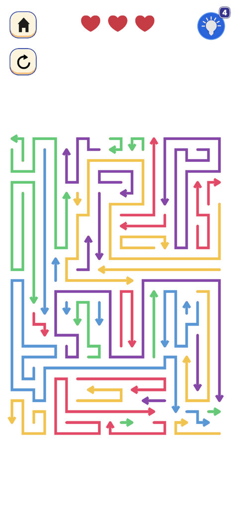 Arrow Block Jam - Escape Game - A colorful maze of interlocking arrows in Arrow Block Jam logic puzzle game