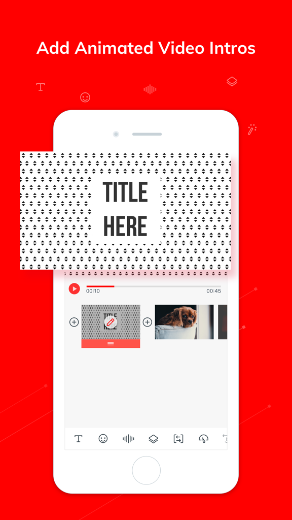 Vlogit - Video Editor - Interface móvel do Vlogit mostrando um modelo de intro de vídeo animada com título personalizável para vloggers