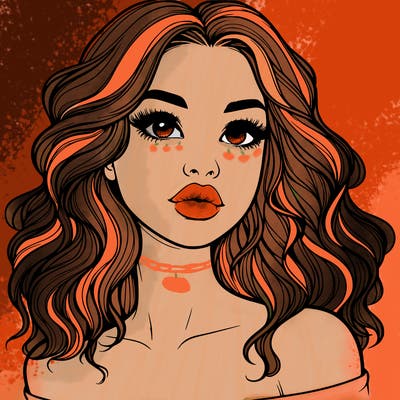 realistic girl with wavy hair and lips