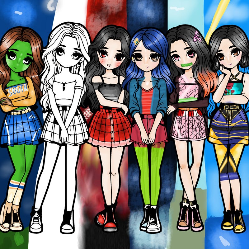 a group of girls realistic