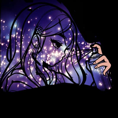 a realistic girl spray painting