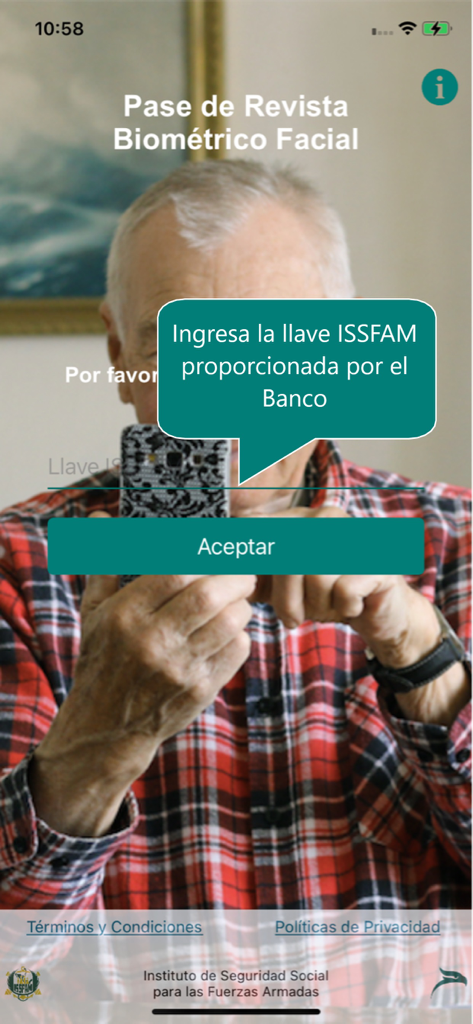 Revista Supervivencia Militar - Richiesta di inserire la chiave ISSFAM nell'app mobile Revista Supervivencia Militar