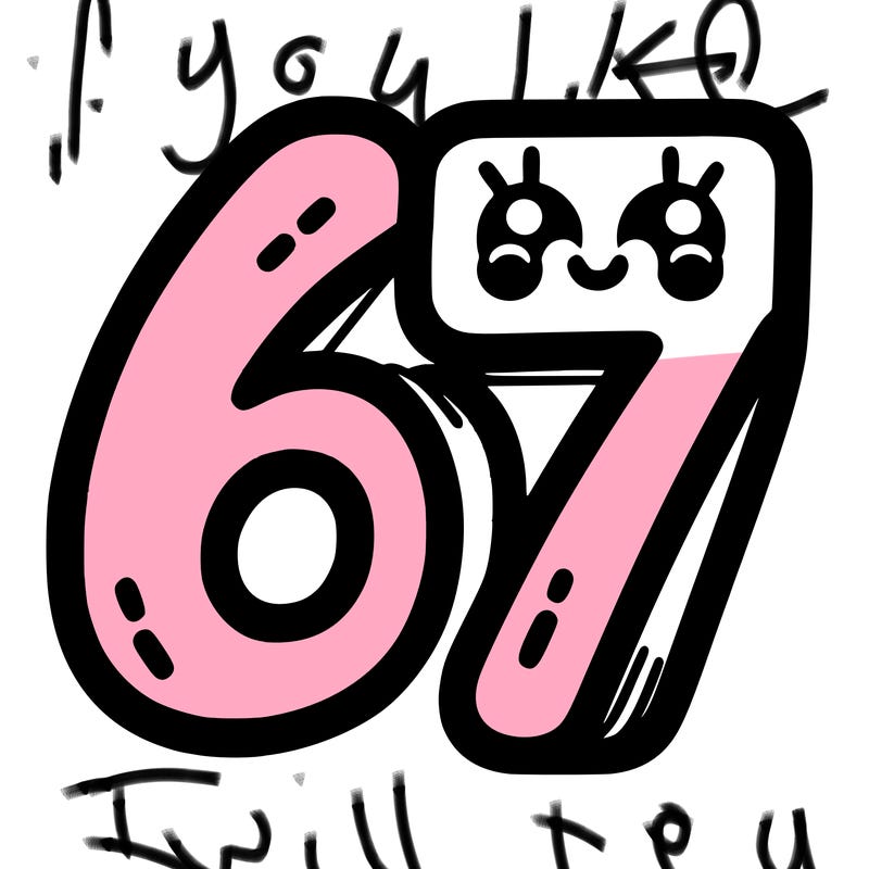 the numbers 67