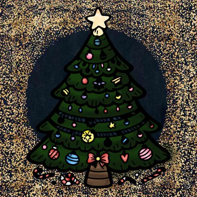 christmas tree with lots of details