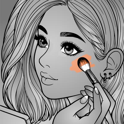 a realistic girl doing her makeup