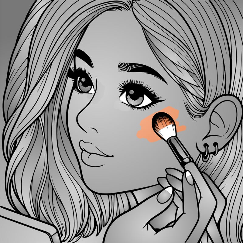 a realistic girl doing her makeup