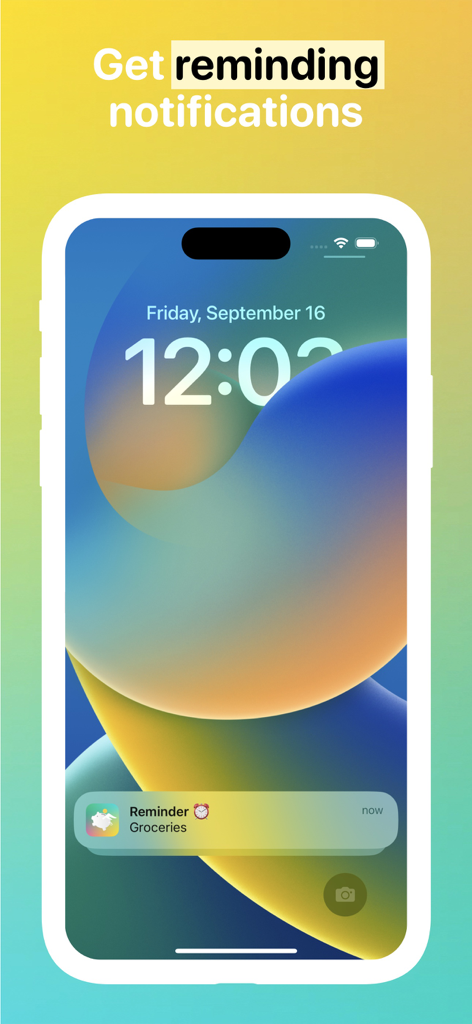 Fin - Budget Tracker - iPhone lock screen showing a grocery reminder notification from the Fin budget tracker app.