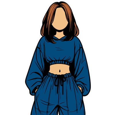 realistic girl faceless with baggy pants and a crop top