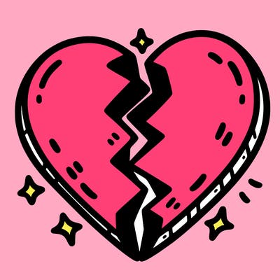 split in half heart