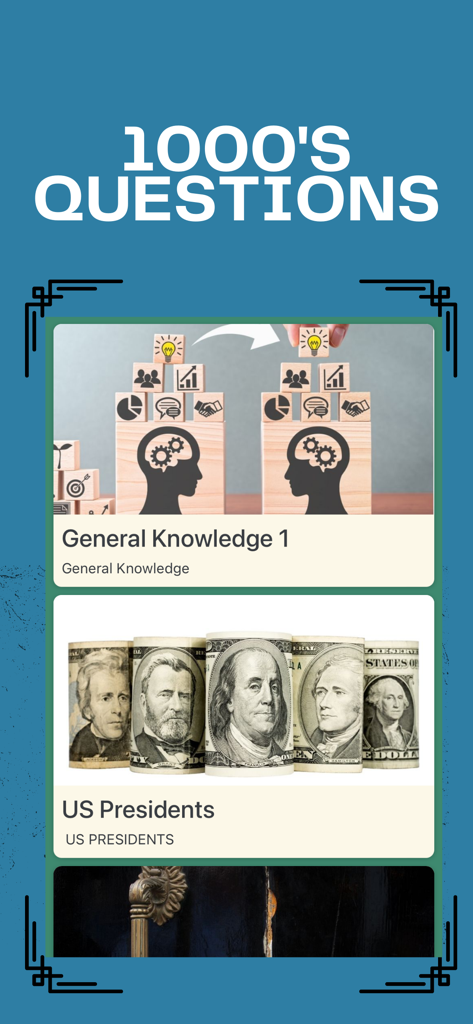 Hayo: Trivia Games & Quiz - Hayo app interface showing various trivia quiz categories like General Knowledge and US Presidents