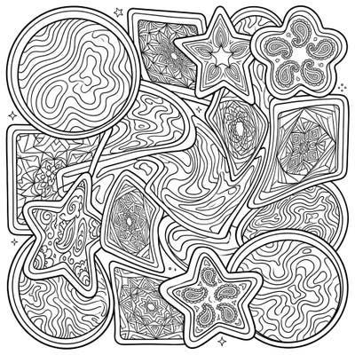 Prepare for a mind-bending coloring experience with this unique Psychedelic Cake Pans design. Featuring a wild array of cake pan shapes filled with swirling, trippy patterns, it promises hours of creative fun.