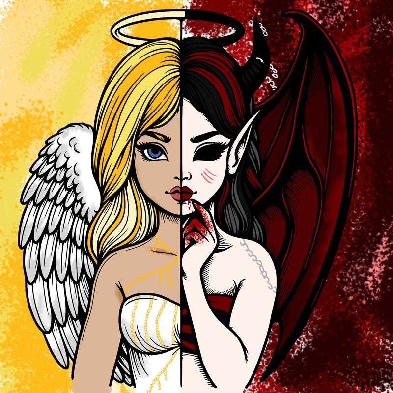 realistic angel half demon