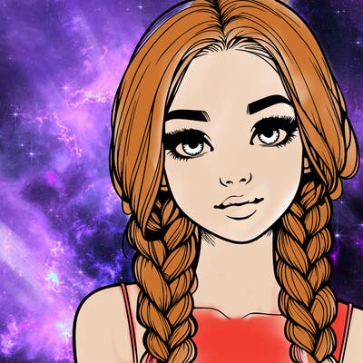 realistic girl with braids