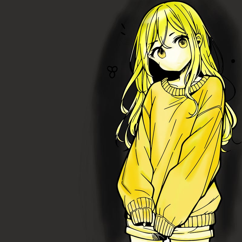 manga teen girl  in a sweater and baggy pants