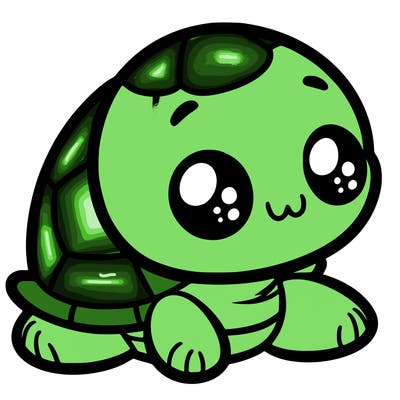 cute little animated turtle