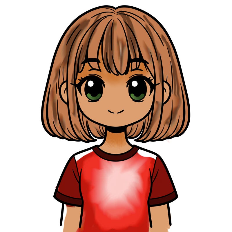 a girl with short hair no bangs in a t-shirt