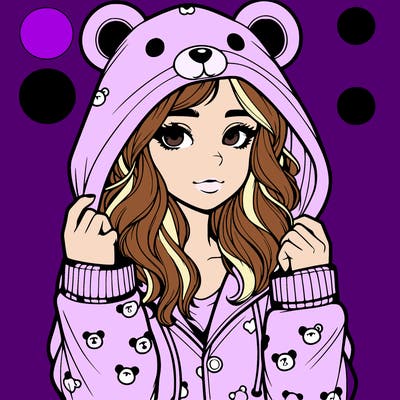 realistic girl in a animal pjs hoodie