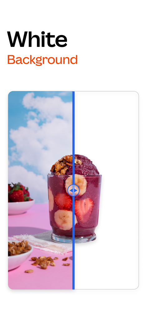 Remove.bg - Comparison showing a food photo before and after applying a clean white background.
