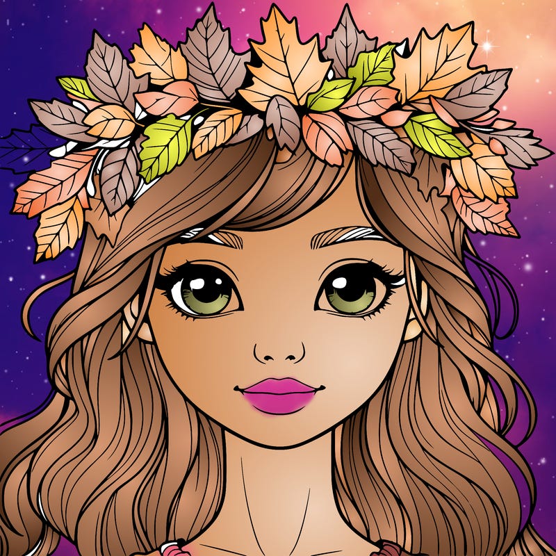 realistic girl with fall leaf crown