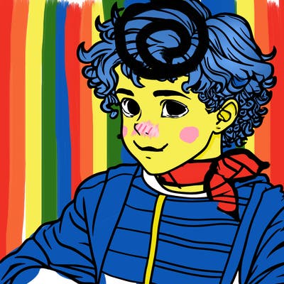 anime boy with curly hair