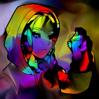 a realistic girl, spray painting