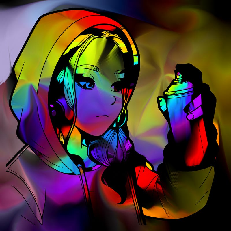 a realistic girl, spray painting