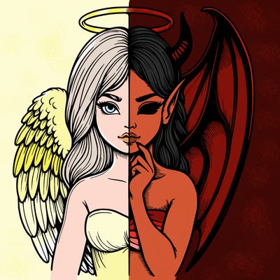 realistic angel half demon
