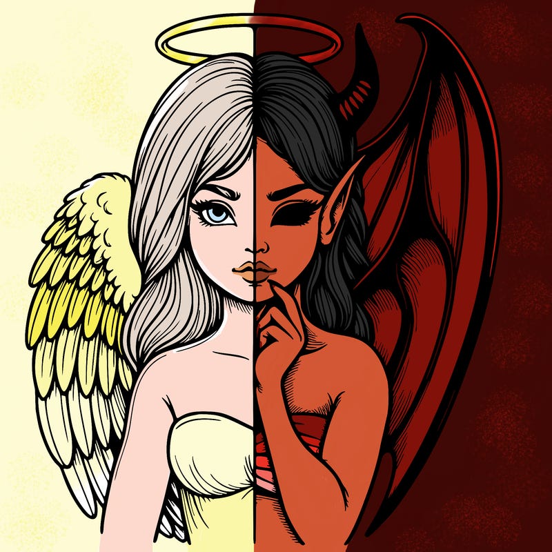 realistic angel half demon