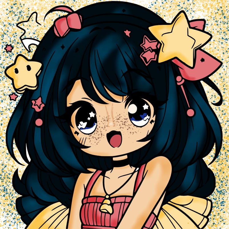 cute anime girl with star accessories