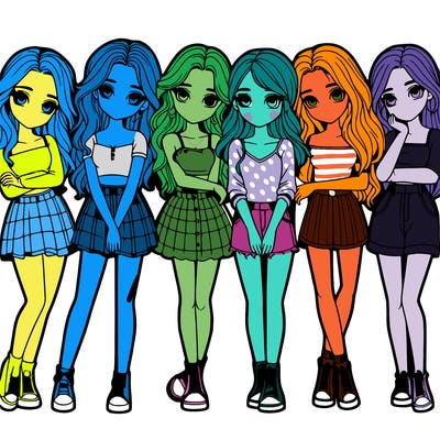 a group of girls realistic