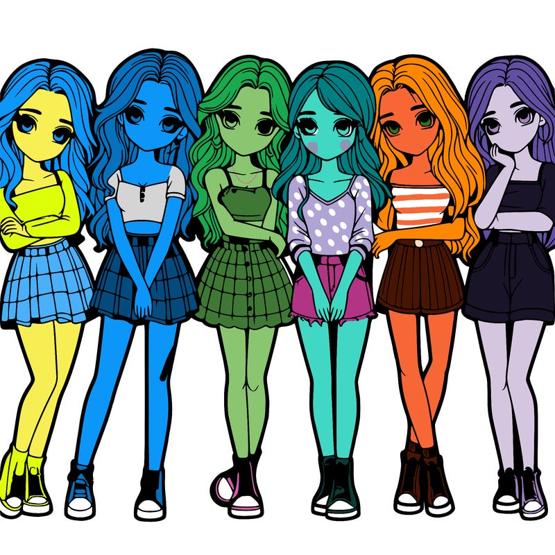 a group of girls realistic